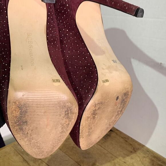 BCBGeneration studded party pumps maroon high heels glam runway - Picture 8 of 11
